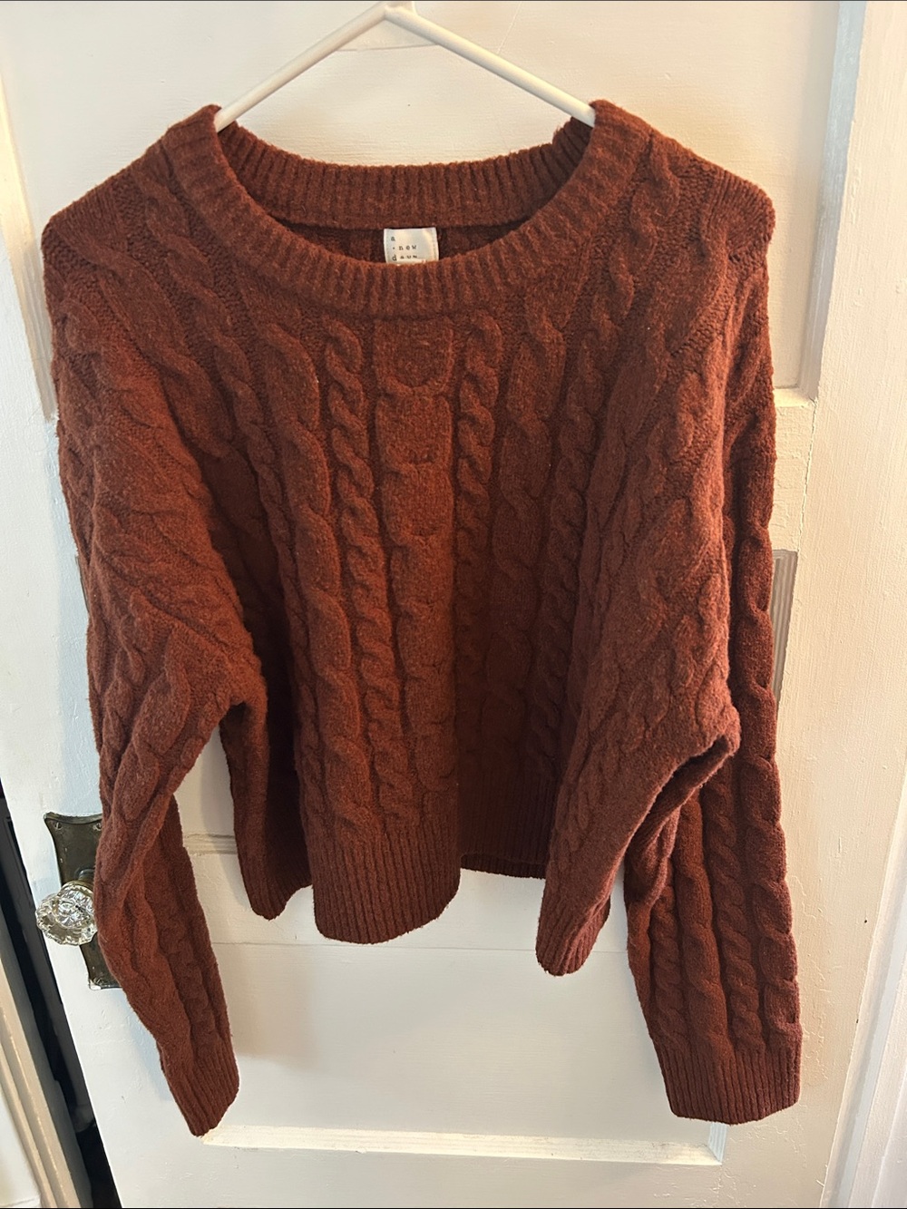 a new day Cable Knit Crewneck Sweater - Rust